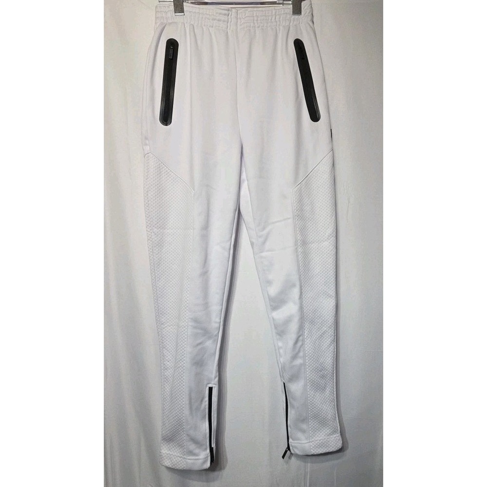 CSG Men's White Night Patrol Fleece Lined Jogger Pants Small Zip Pockets NWT